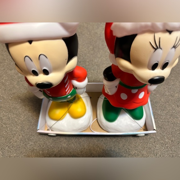 Disney Mickey Minnie Mouse Lighted Christmas Blow Mold 14" LED Set EXCELLENT - Picture 5 of 8